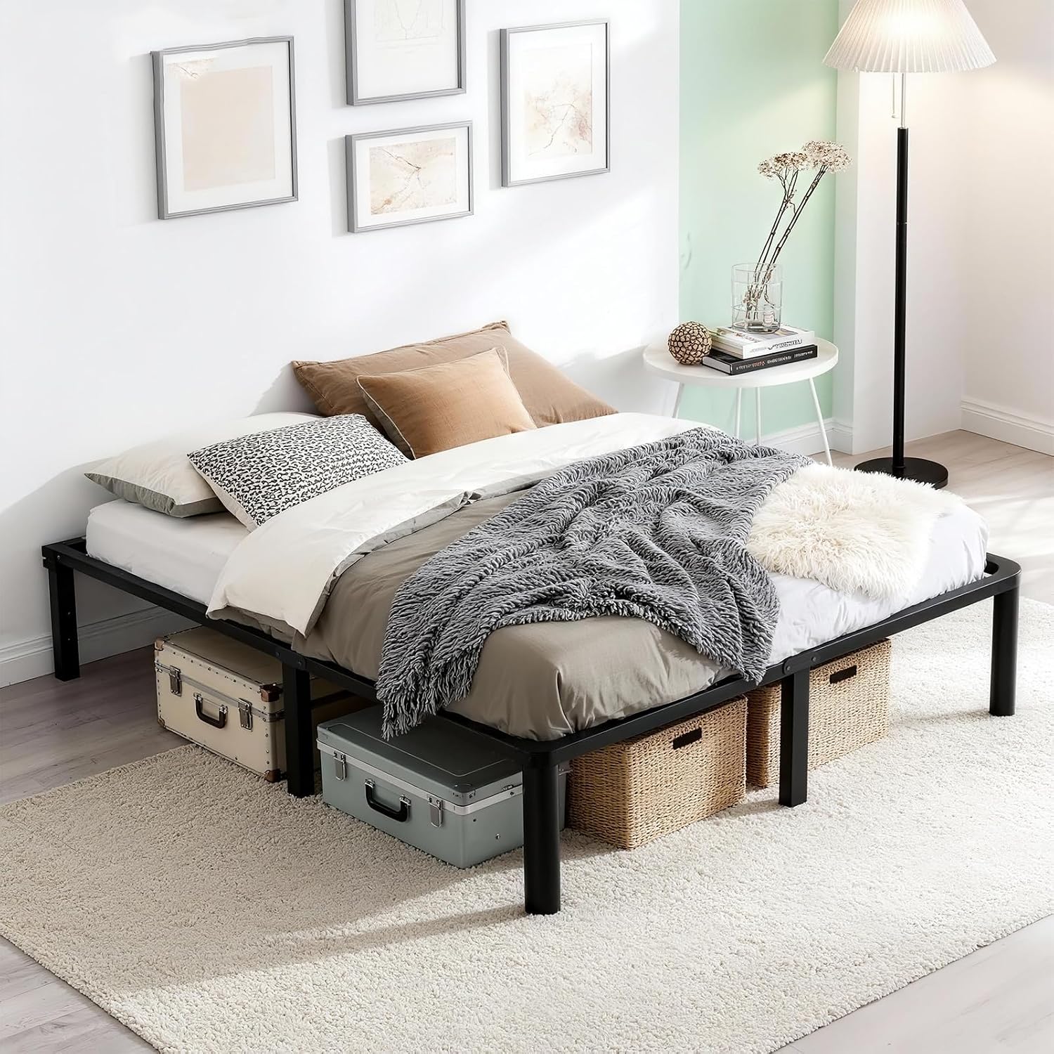 Queen Bed Frame, 14 Inch Heavy Duty Steel Platform, Noise-Free