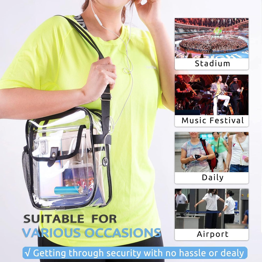 SPODEARS Clear Crossbody Bag for Stadium, Concert, Festival & More - Adjustable Shoulder Strap & Bottle Holder