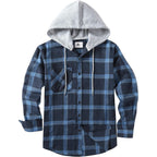 Zity Men'S Flannel Hoodie Shirts Casual Button Down Plaid Shirt Jackets For Men Long Sleeve Stylish Hooded With Pocket