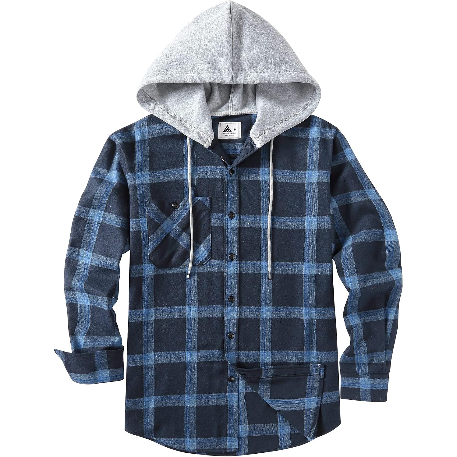 Zity Men'S Flannel Hoodie Shirts Casual Button Down Plaid Shirt Jackets For Men Long Sleeve Stylish Hooded With Pocket