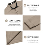 Coofandy Mens Long Sleeve Polo Shirts Classic Casual Button Polo Tee Lightweight Collared Golf Shirt