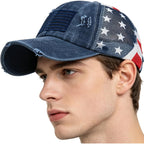 Women Men Patriotic Baseball Hats for 4th of July American Flag Trucker Hats Adjustable USA Dad Caps Medium Navy-mesh Back