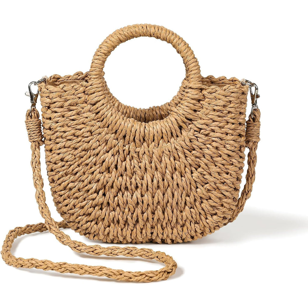 Handwoven Straw Beach Small Crossbody Bag For Women 2026 Summer Boho Wicker Handbag Shoulder Purse With Handle