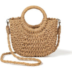 Handwoven Straw Beach Small Crossbody Bag For Women 2026 Summer Boho Wicker Handbag Shoulder Purse With Handle
