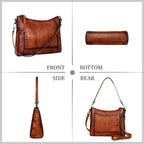 Iswee Leather Crossbody Bags for Women Shoulder Purse Medium Hobo Genuine Leather Satchel Purses and Handbags