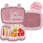 Bentgo Kids Bento-Style 5-Compartment Leak-Proof Lunch Box - Just-Right Portions Ages 3-7, Durable, Drop-Proof, Dishwasher Safe, Pfas & Bpa-Free & Made With Food-Safe Materials (Petal Pink Glitter)