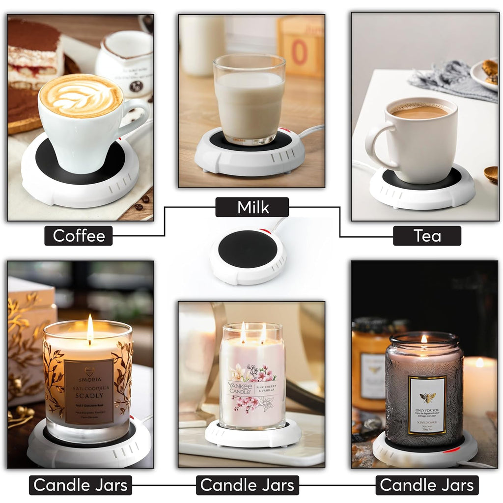 Candle Warmer Plate Safely Releases Scents Without a Flame- Used as Candle Jar Warmer, Candle Melter, Coffee Warmer, Mug Warmer, Cup Warmer in Your Home & Office (Black)