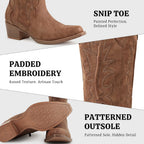 Women'S Knee High Cowboy Boots Pointed Toe Embroidered Western Boots Chunky Heel Fashion Cowgirl Tall Boots For Concert Festival Fall Outfits