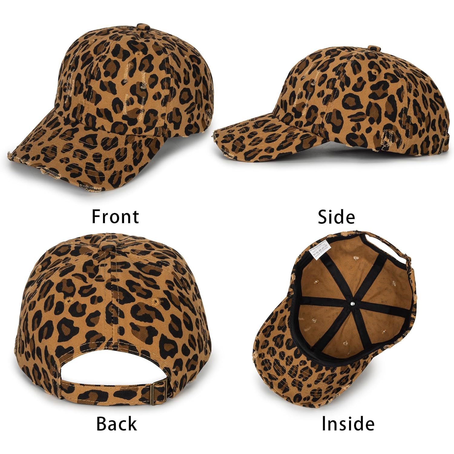 Baseball Cap for Women-Men-Adjustable Leopard Print Cotton Strapback Hats Unisex Trucker Dad Hat-Sun Hat Leopard Print