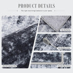 5X7 Area Rug Living Room Rug: Washable Modern Abstract Soft Thin Rug Indoor Floor No Slip Stain Resistant Carpet For Bedroom Dining Room Farmhouse Nursery Home Office - Black