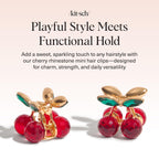 Kitsch Cherry Small Hair Clips For Women – Rhinestones Small Claw Clips | Electroplated Metal Springs And Anti-Rust Finish | Strong Hold For Updo And Cute Half Up Styles - 2Pcs