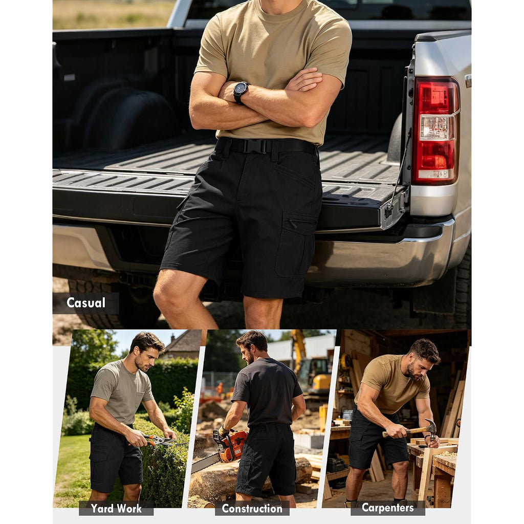 Igolumon Work Shorts For Men 10" Quick Dry Cargo Shorts Stretch Men Shorts Casual Hiking Tactical Shorts With Phone Pocket