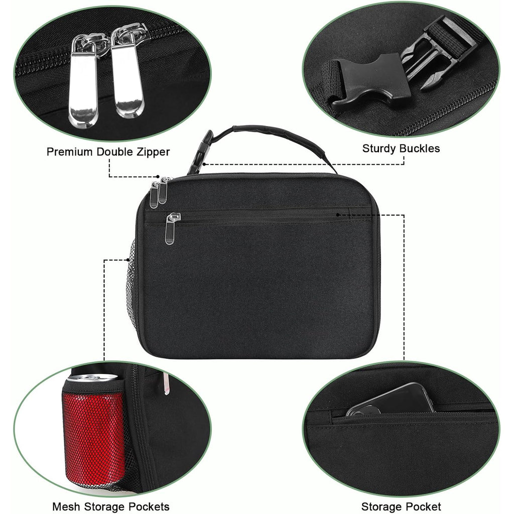 Kids Lunch Box For Boys Girls Lunch Bag Insulated Durable Lunchbox Children Lunch Tote Bag For School Black