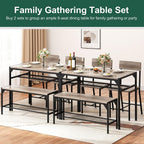 Shintenchi Kitchen Table Chairs Set Of 4, Dining Table Set For 4 With Bench And Chairs, 4 Pieces Kitchen Table Set With Storage Rack & Metal Frame For Small Space, Oak Gray