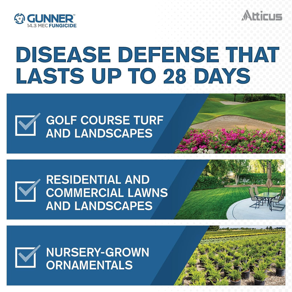 Atticus Gunner 14.3 Mec Propiconazole Fungicide (32Oz) - Protect Your Lawn | Plant And Lawn Fungus Control, Brown Patch, Dollar Spot, Blights, Powdery Mildew, Anthracnose, Botrytis, Rust, Patch And More