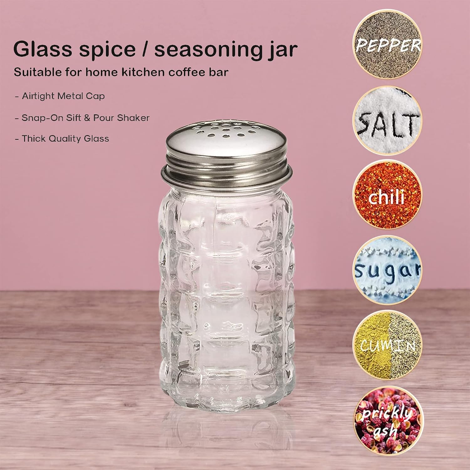 Retro Style Salt And Pepper Shakers With Stainless Tops (2)