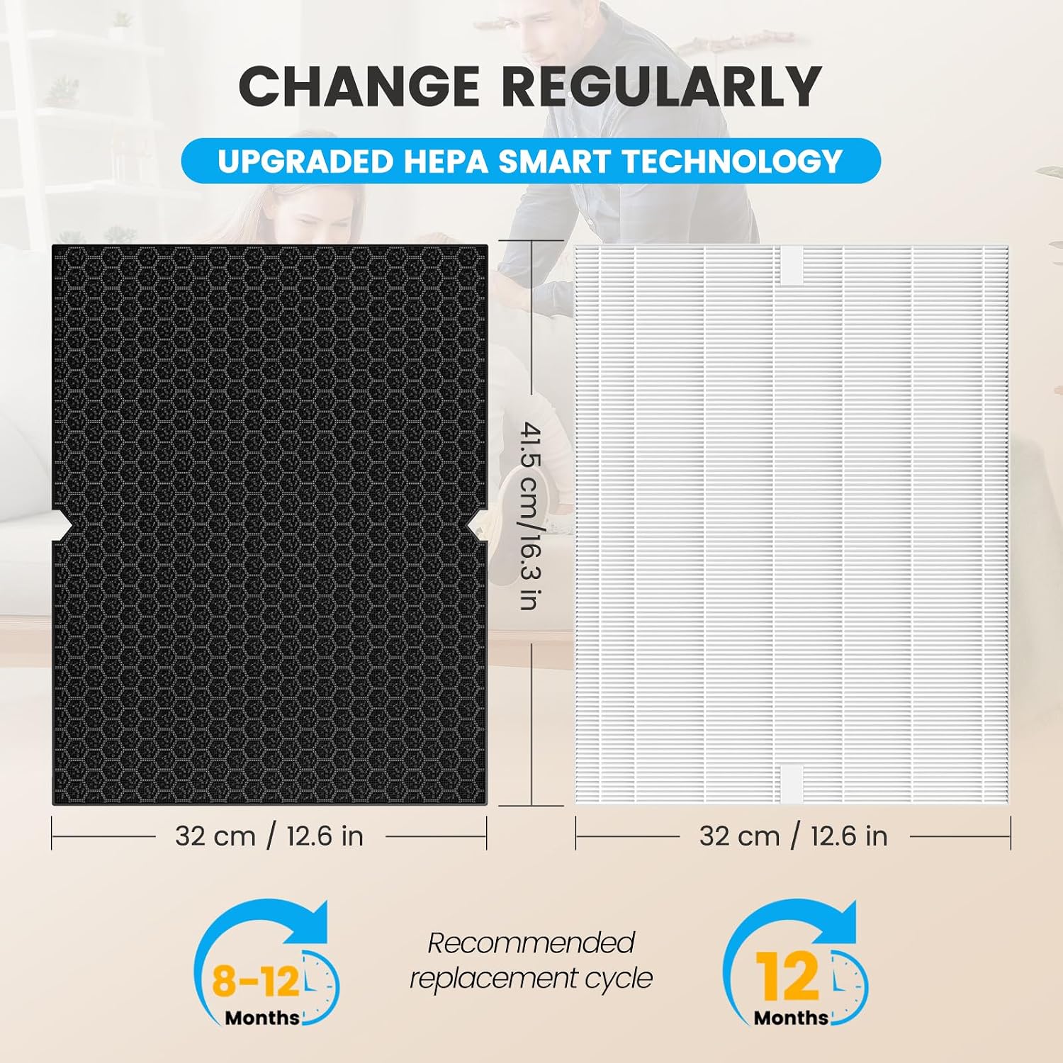Smilyan 2 Sets 116130 Hepa Replacement Filter H For Winix 5500-2 Plasmawave Air Purifier And Models Am80, Includes 2 Pack Ture Hepa Filters + 2 Pack Activated Carbon Pre-Filters