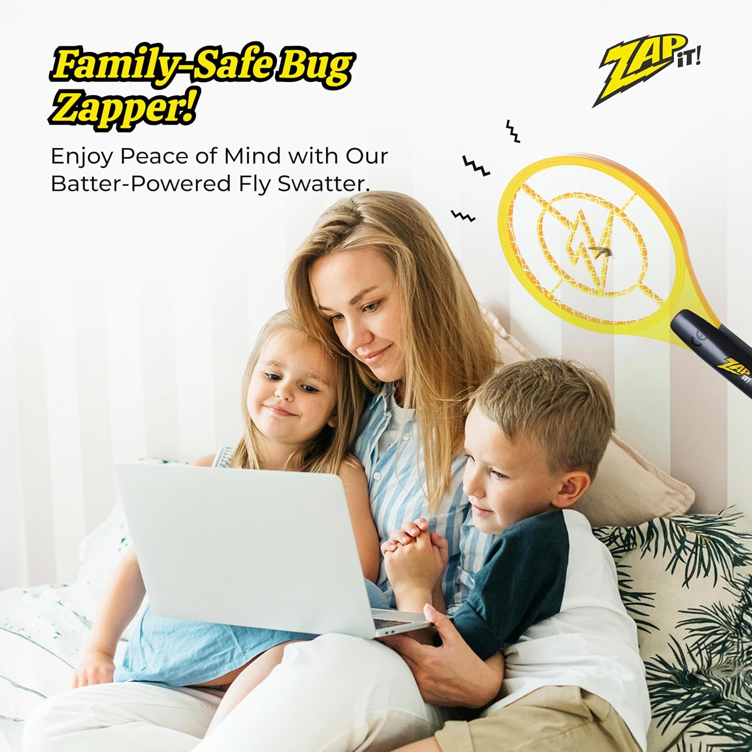 Zap It! Electric Fly Swatter Racket - 3,500 Volt Bug Zapper Racket - Battery-Powered Fly Zapper And Mosquito Racquet Zappers With Aa Batteries Included - Lightweight And Compact For Indoors Or Outdoor
