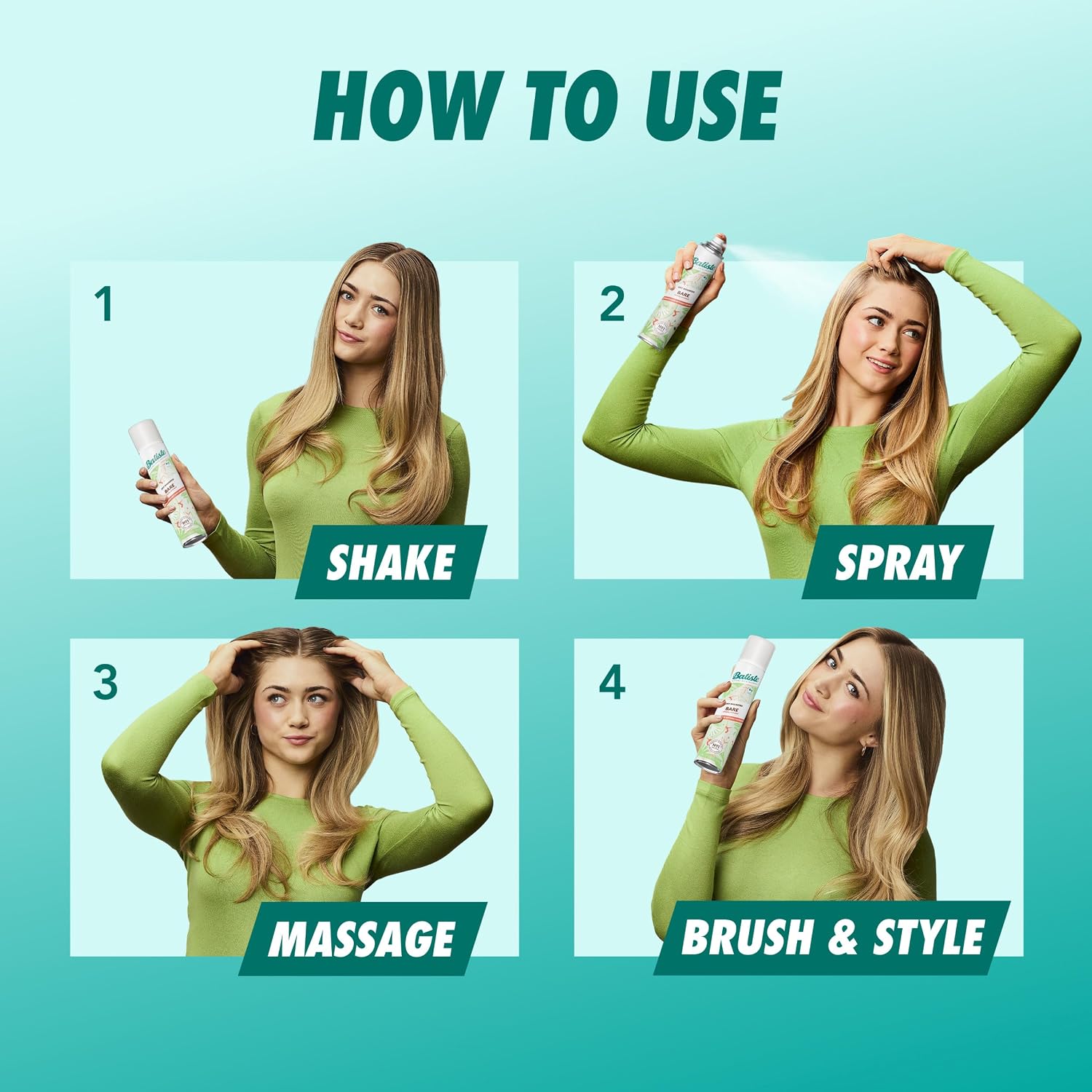Batiste Dry Shampoo, Bare Fragrance, Refresh Hair And Absorb Oil Between Washes, Waterless Shampoo For Added Hair Texture And Body, 5.71 Oz