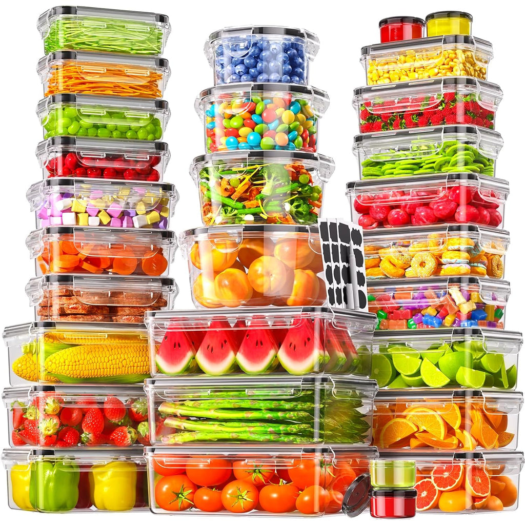 60 Pcs Food Storage Containers With Lids Airtight, (30 Lids & 30 Containers) Leak Proof Containers Set For Kitchen, Meal Prep, Bpa-Free, Pvc-Free Plastic, Microwave/Dishwasher Safe, Extra Labels & Pen