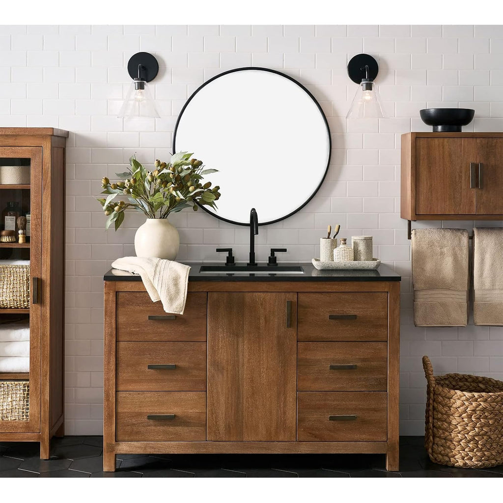 Black Round Mirror 32 Inch Circle Mirror For Bathroom Vanity, Entryway, Living Room, Round Bathroom Mirror For Wall