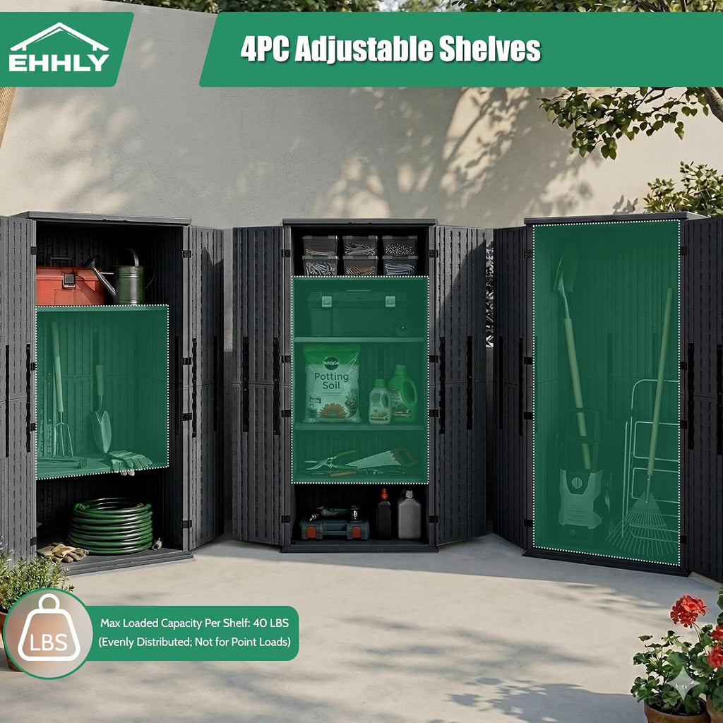 Heavy Duty Tall Storage Cabinet Outdoor Weatherproof, 28 Cuft Garage Storage Cabinet With 4 Adjustable Shelves, Lockable Kitchen Pantry Closer Organizer, 31Wx23Lx66H, Sage Grey