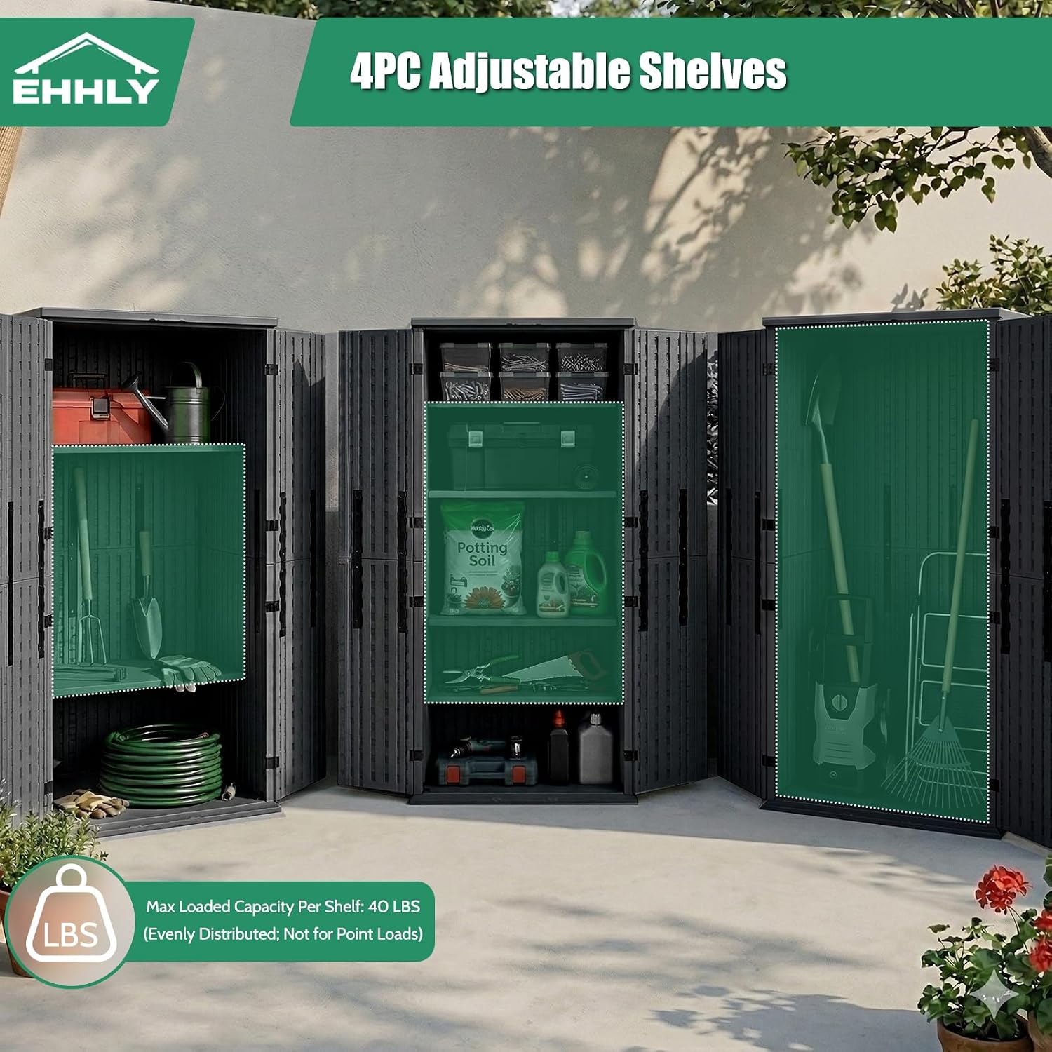 Heavy Duty Tall Storage Cabinet Outdoor Weatherproof, 28 Cuft Garage Storage Cabinet With 4 Adjustable Shelves, Lockable Kitchen Pantry Closer Organizer, 31Wx23Lx66H, Sage Grey