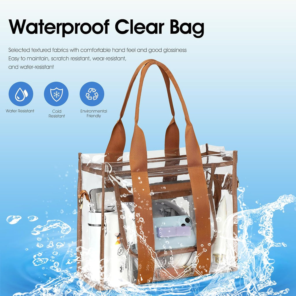 Getgto Clear Bags For Women Tote Bag, Crossbody Bag, Stadium Approved Clear Purse For Sports Events, Concert, Work & Beach