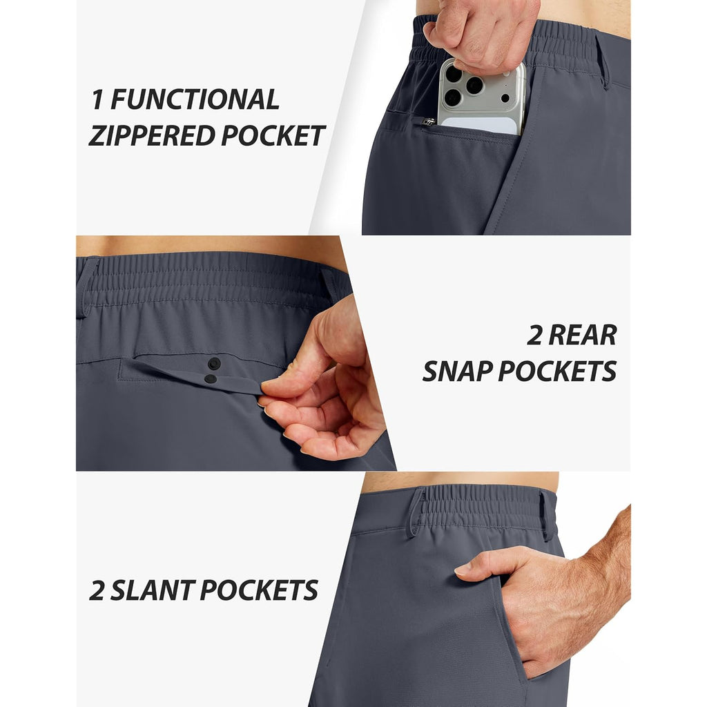 Mens Casual Dress Shorts With 5 Pockets 7 Inch Stretch Dri Fit Lightweight For Golf Travel Work Hiking