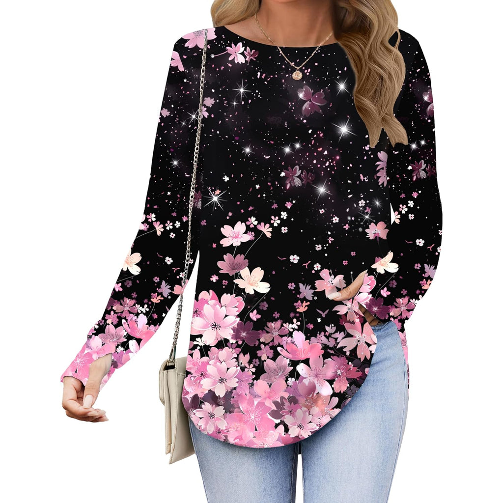 Zeagoo Womens Tunic Tops To Wear With Leggings Long Sleeve Crew Neck Thumb Hole Shirts Loose Tshirts Fall Clothes