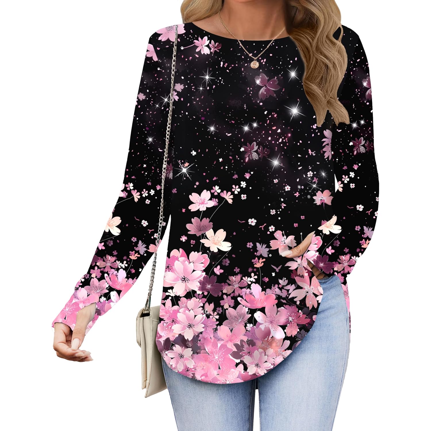 Zeagoo Womens Tunic Tops To Wear With Leggings Long Sleeve Crew Neck Thumb Hole Shirts Loose Tshirts Fall Clothes
