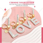 Initial Letter Keychain for Women Girls, Bling cute KeyChain for Car Key Accessories Lanyard and Backpack Bag，Perfect Gift