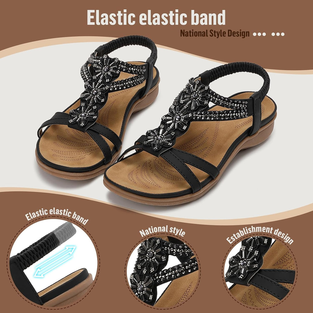 Littleplum Sandals For Women Handmade Arch Support Summer Womens Sandals Comfort Walking Orthopedic Bohemian Flip Flop