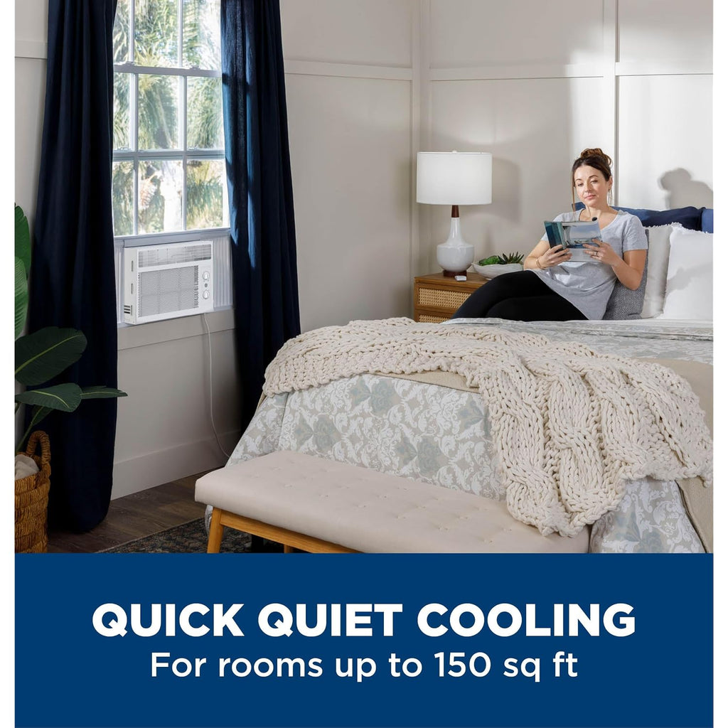 Ge Window Air Conditioner 5,000 Btu Ac Unit For Small Rooms Up To 150 Sq Ft With Manual Controls & 2 Cooling Modes For Bedroom Or Living Room, Easy Install Kit, White