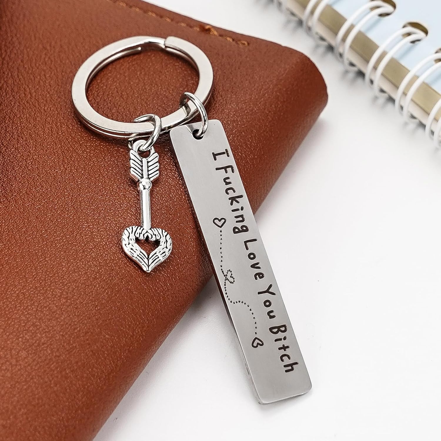 Teniinet Best Friend Keychain for Women, Stainless Steel Key Chain Engrave I Fking Love You Bith Birthday Christmas Friendship Gift for Bestie Best Friends Female Bff