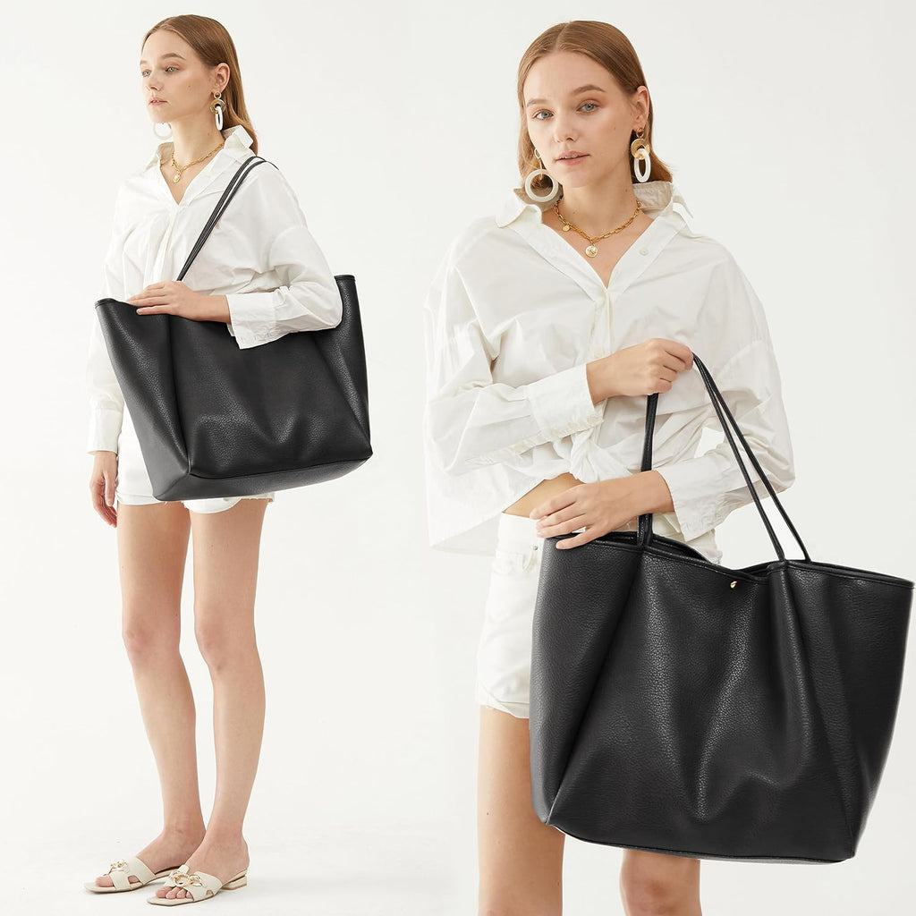 Oversize Pu Leather Tote Women Weekender Bag Shopper Handbag Travel Purse