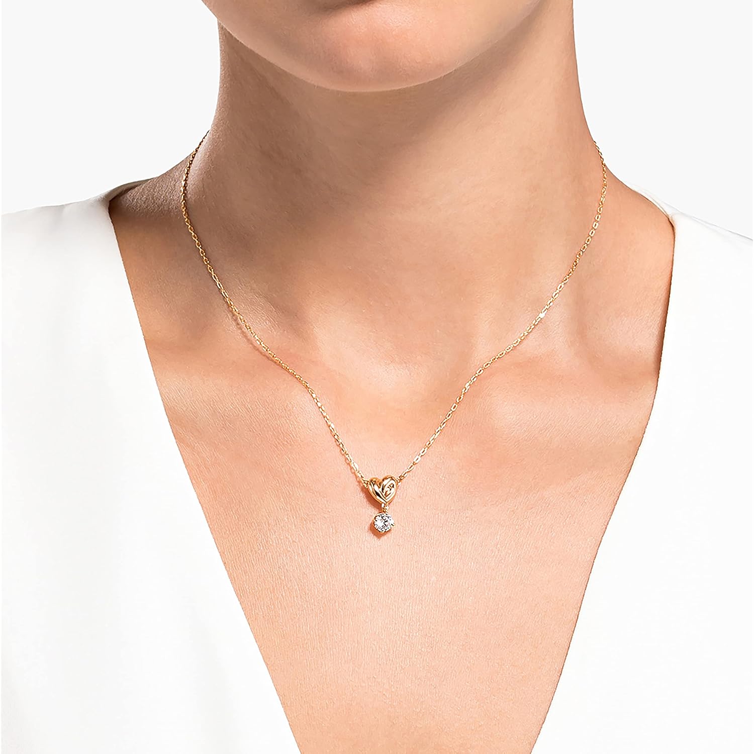 Swarovski Lifelong Heart Necklace, Earrings, and Bracelet Crystal Jewelry Collection, Rose Gold & Rhodium Tone Finish