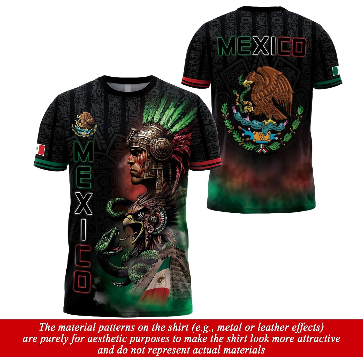 Aztec Shirt For Men, Mexican Flag Shirt, Vintage Mexican Tshirt, Mexico Shirts Men
