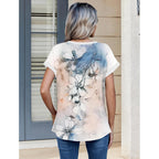 Womens Tops Short Sleeve Cute Summer Blouses Crew Neck Dressy Casual T Shirts Work Clothes S-2XL