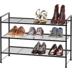 Simple Houseware 3-Tier Stackable Shoes Rack Storage Shelf, Black