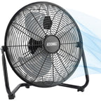 Ez-Chill 12” Cradle Floor Fan, 3 Speed, High Velocity, 180 Degree Adjustable Tilt, All-Metal, Carry Handle, Rubber Feet, Airflow 15.42 Ft/Sec, Ideal For Home, Bedroom & Office, Black