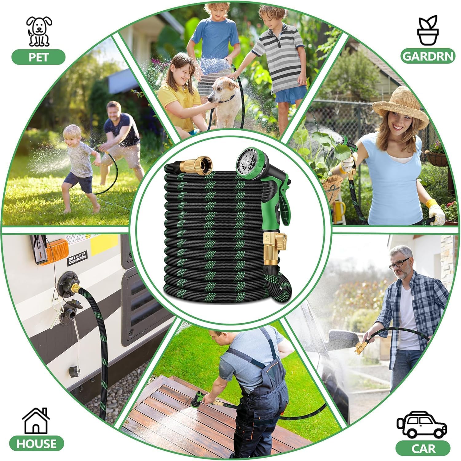 100 Ft Non-Expanding Garden Hose, 2026 New Upgrated Non-Expandable Garden Water Hose - Ultra-Light & Flexible Burst-Resistant, Kink-Free Garden Hoses, All-Weather Use For Lawns, Gardens,Outdoor
