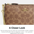 Coach Women'S Crossgrain Leather Wristlet W Chain