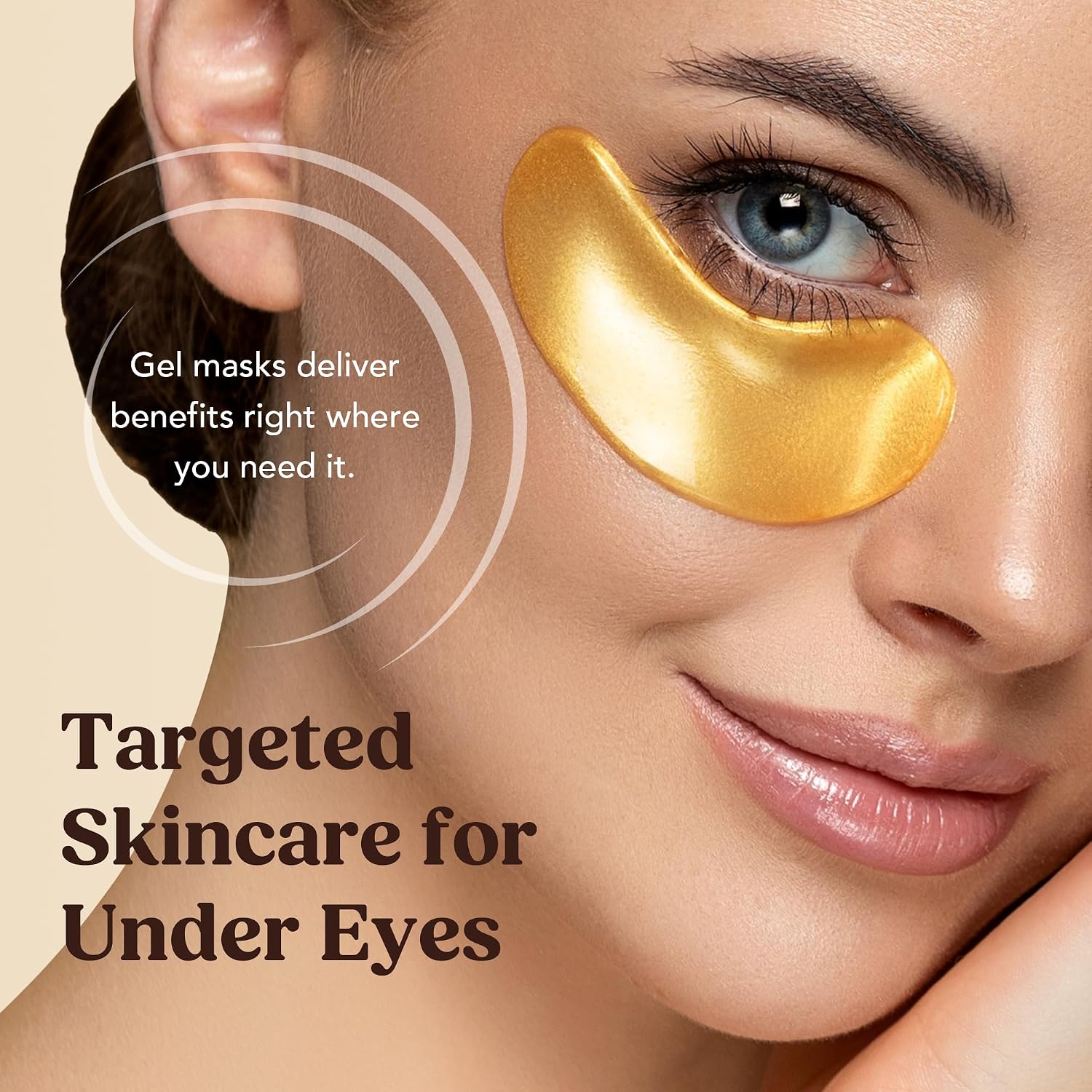 Dermora Golden Glow Under Eye Patches - 50 Pairs Individually Packed, Hydrating Soft Gel Eye Masks For Puffiness, Wrinkles, Dark Circles & Fine Lines, Glowing Skin, Travel Friendly