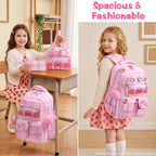 Fimibuke 9Pcs Capybara Girls Backpack For School With Lunch Box Pencil Case | Waterproof Kids Backpack For Girls, Cute Bow School Bag, Kawaii Bookbag For Preschool Kindergarten Elementary School Students