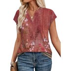 Womens Summer Tops V Neck T Shirts Cap Sleeve Business Casual Outfits Loose Fit Beach Vacation Clothes Basic Tees