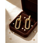 Gold Earrings for Women Trendy, Simple Dainty 14K Gold Plated Paperclip Square Chain Link Dangle Hoops Earrings Pin Stud Huggie Earrings Lightweight Hypoallergenic Minimalist Aesthetic Gold Jewelry for Christmas Gifts