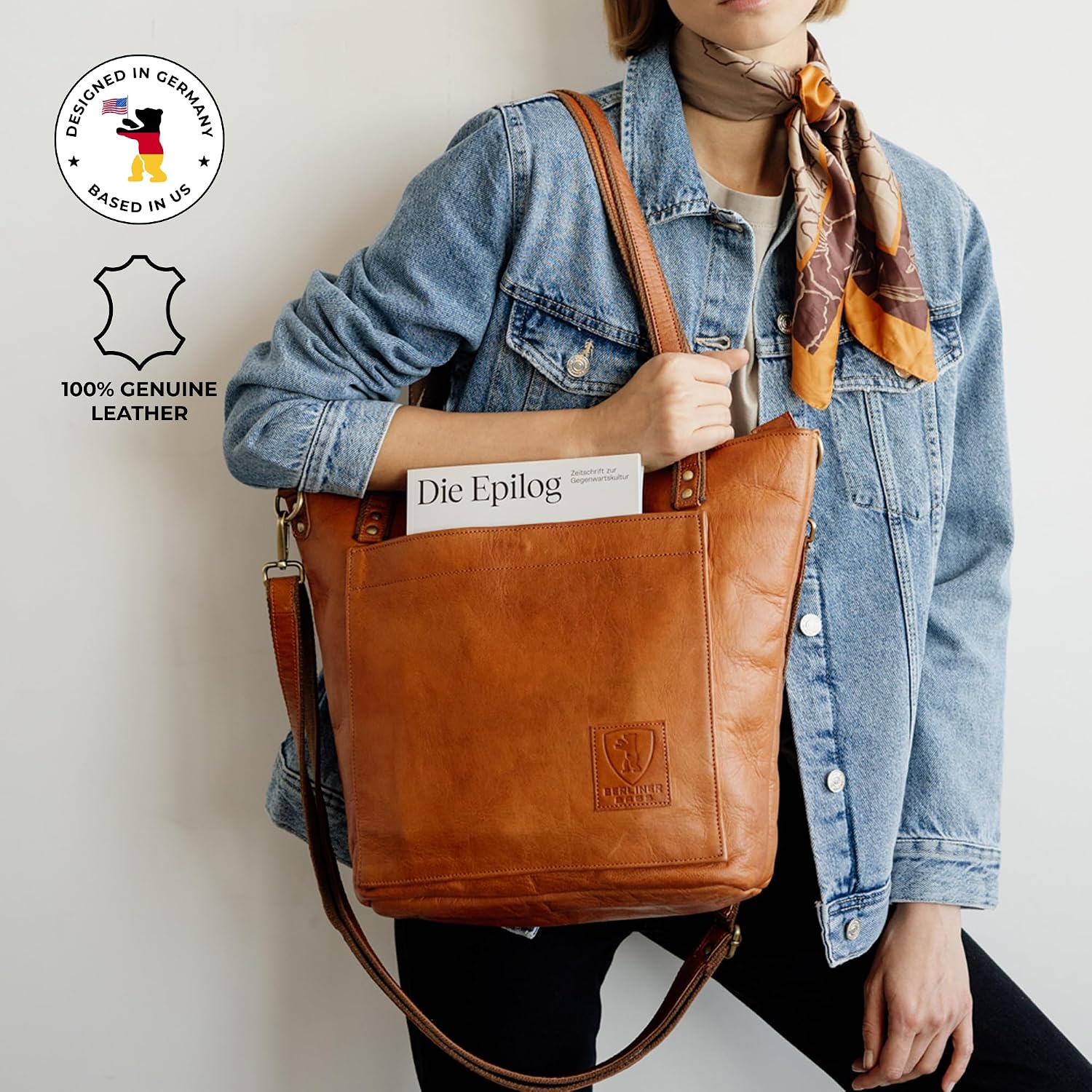 Berliner Bags Vintage Genuine Leather Tote Bag Verona, Handbag, Large Shopper, Work Bag For Women