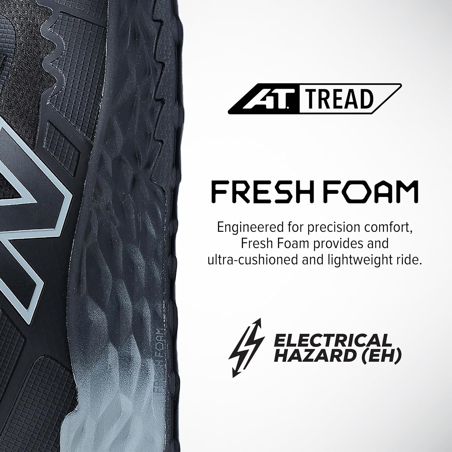 New Balance Fresh Foam Cremorne Composite Toe Safety Shoes For Men - Non Slip, Electrical Hazard - Black/Grey, Mid