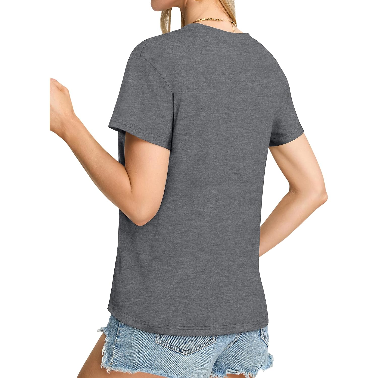 Jiluvin Womens T Shirt Graphic Tees Summer V Neck Short Sleeve Basic Tunic Top 2026